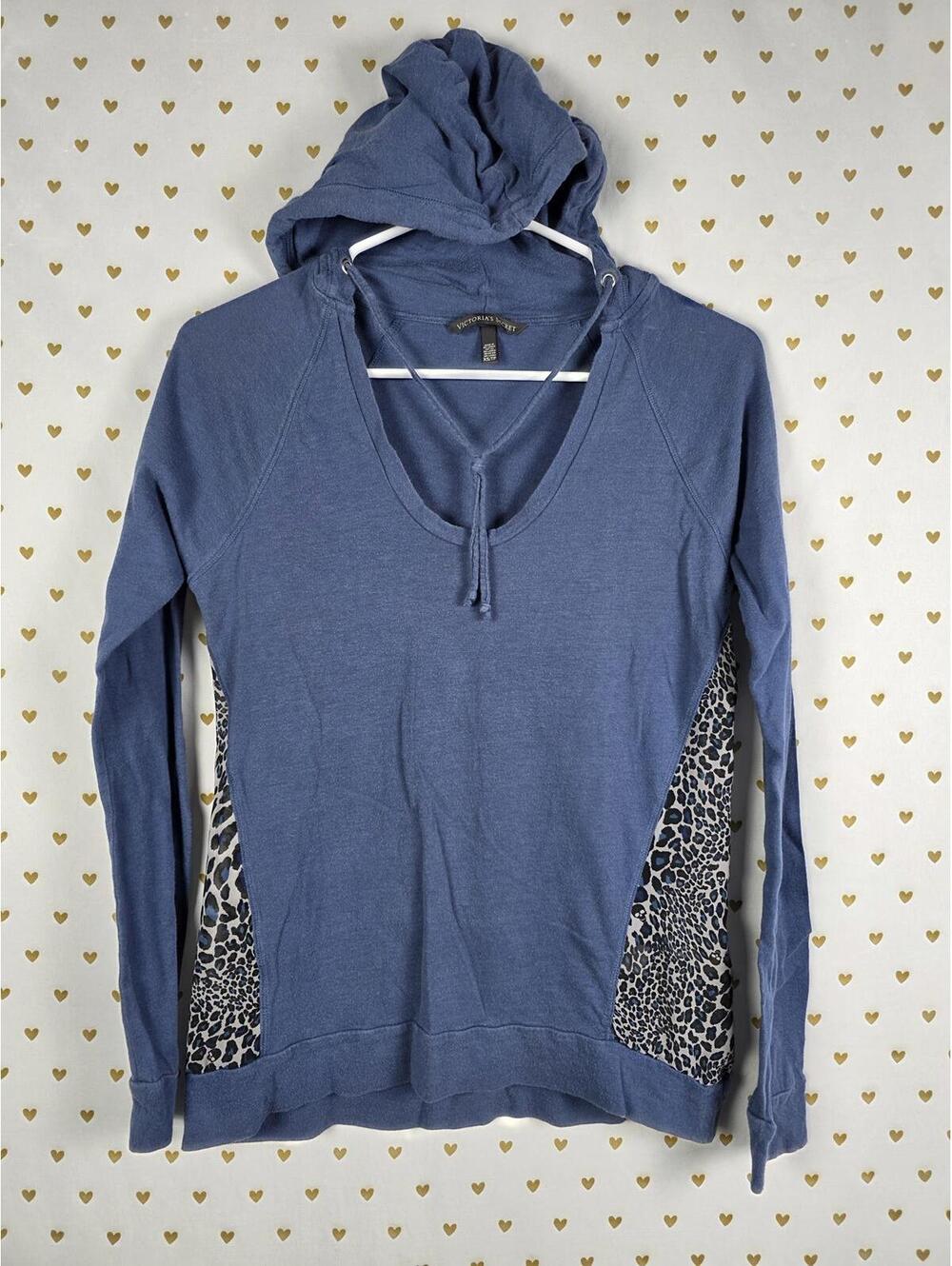 Victorias Secret Pink SKULLS Cheetah Leopard Hooded Long sleeve Tee Sheer SIdes